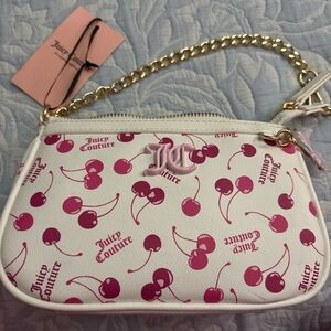 Juicy Couture White and Pink Cherry Print Clutch
